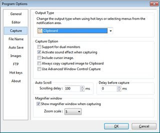 PicPick Program Options Capture Settings